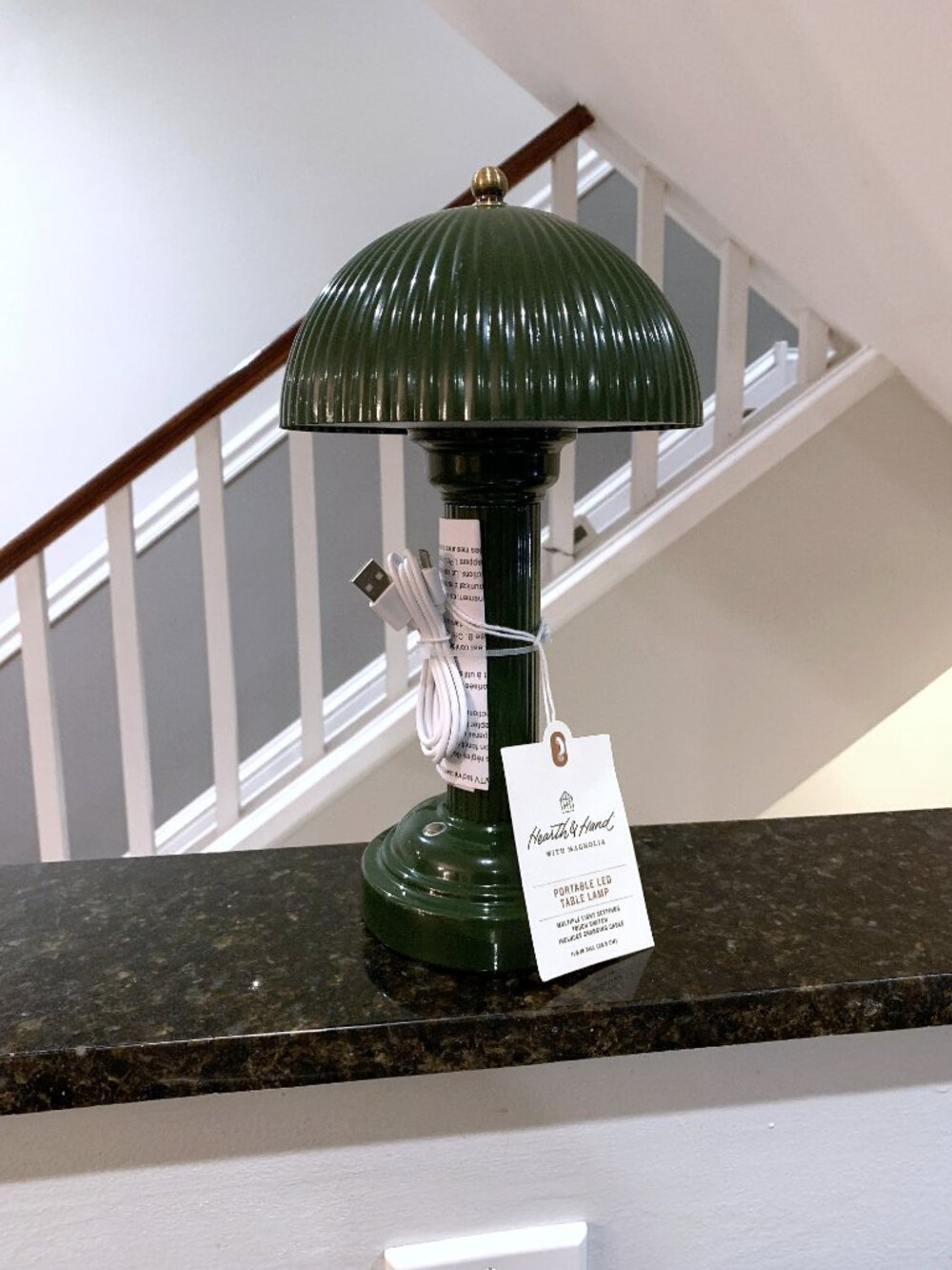 Hearth & and Hand GREEN Fluted Metal Rechargeable Library Table Lamp NEW 2024